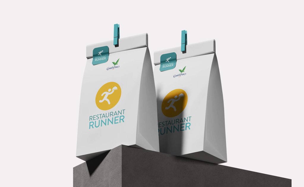 Restaurant Runner Logo on Food Bags.