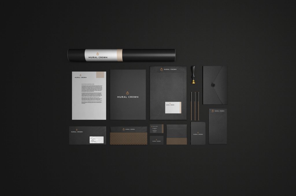 Mural Crown Stationery Design.
