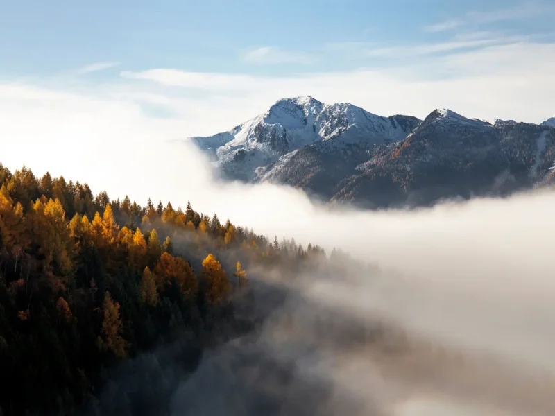 Fog clearing over valley