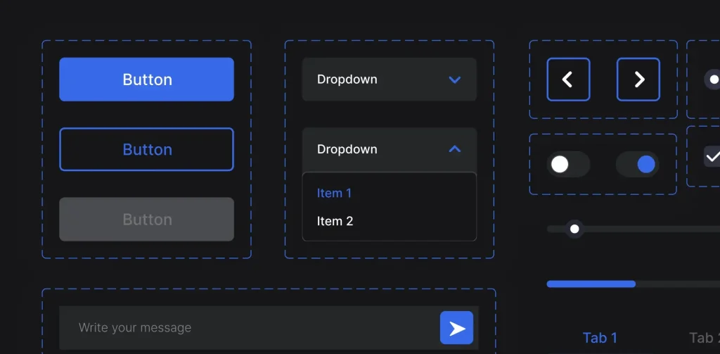 Series of UI components.